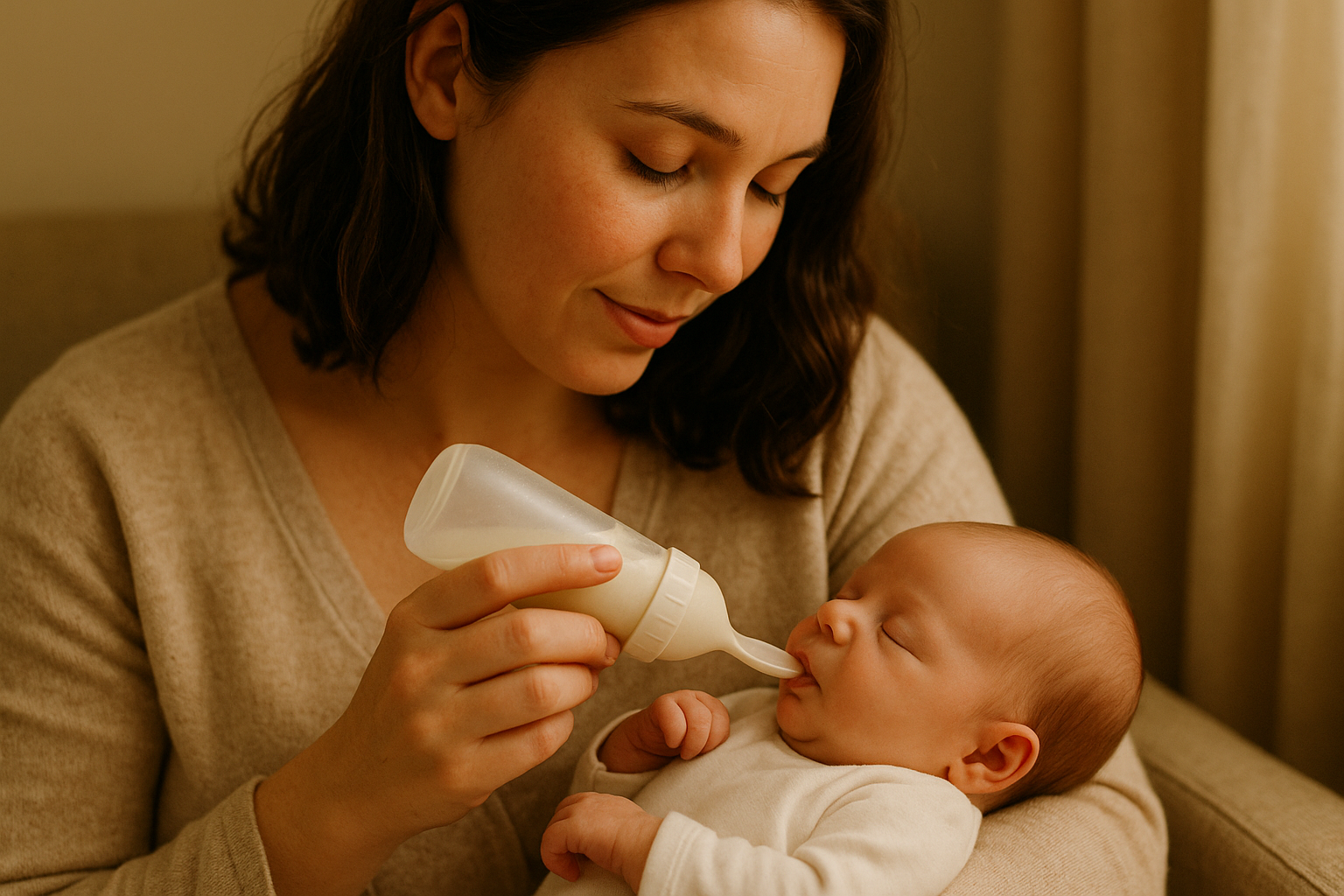 BİR ANNE BEBEĞİNİ YENİDOĞAN HAZNELİ KAŞIK BİBERONLA BESLESİN