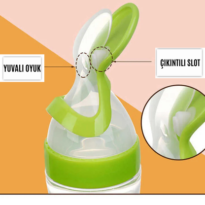 MIMINO Bebekler İçin Silikon Hazneli Kaşık Biberon